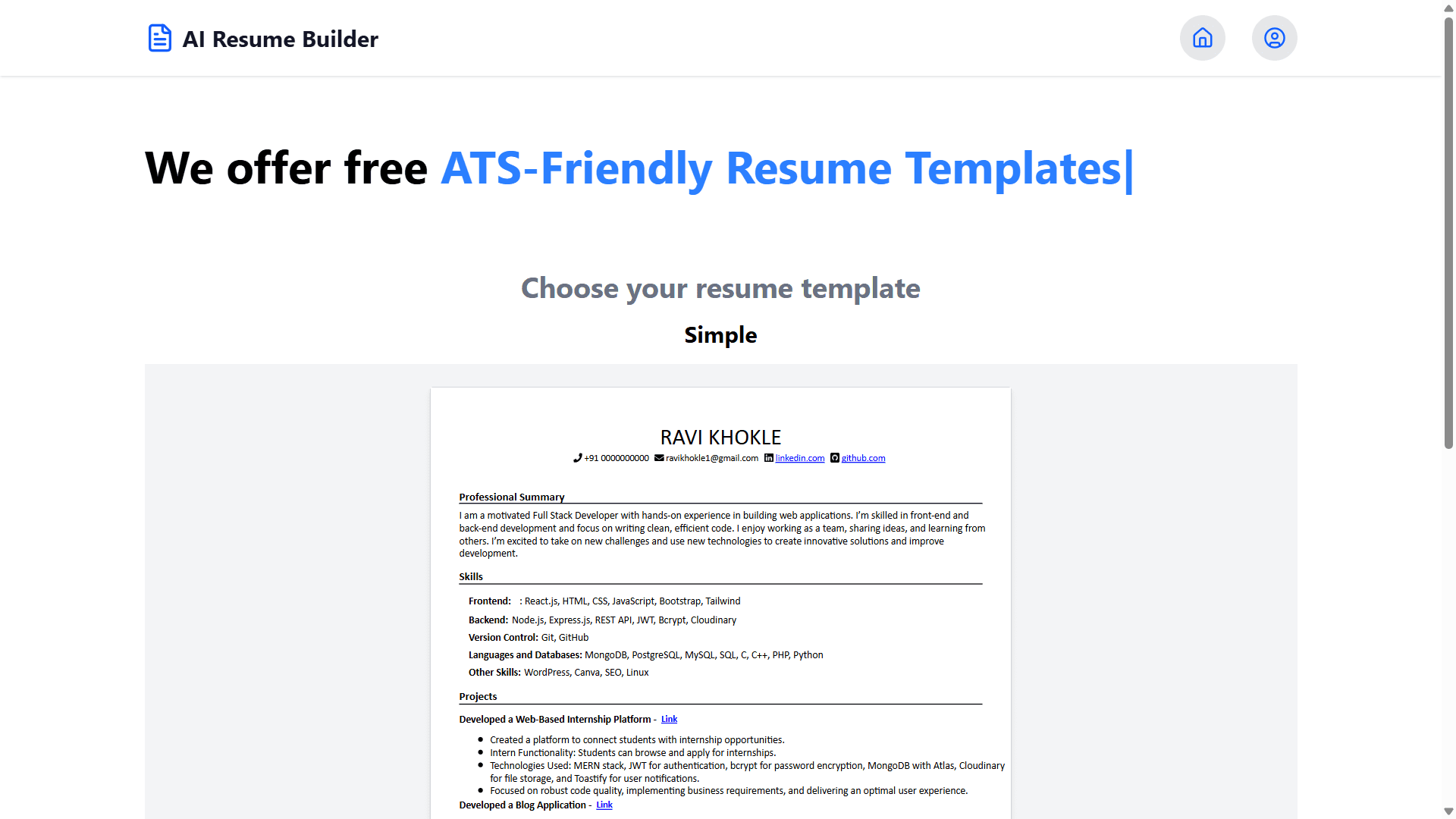 Ai-Powered Resume Builder